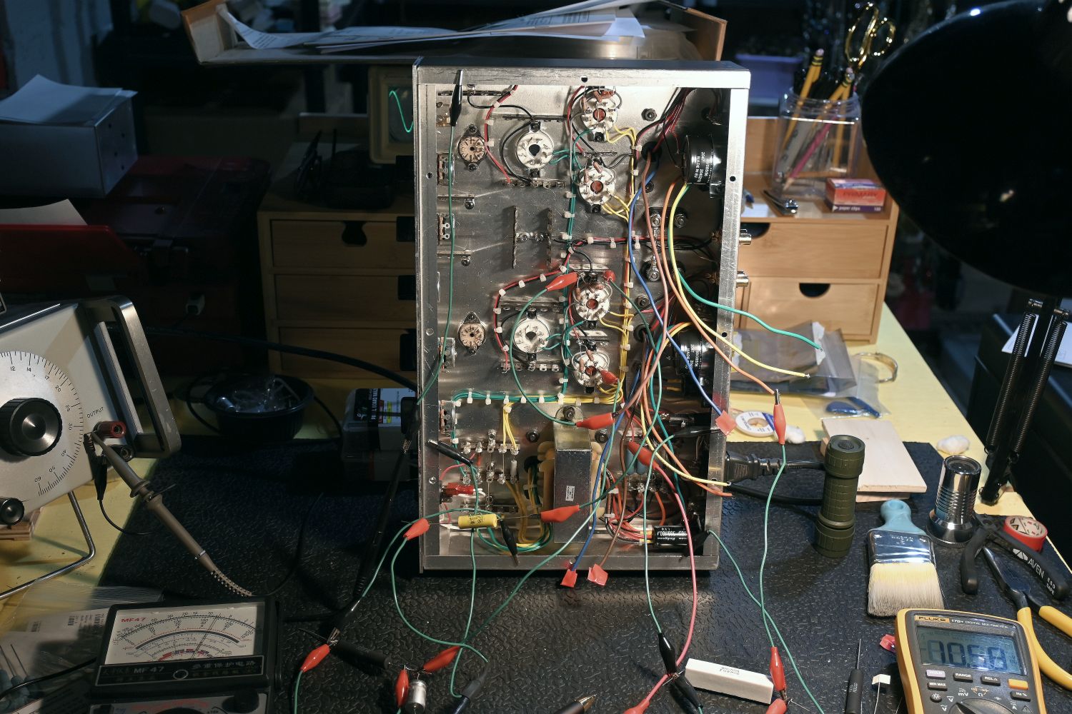 Four-watt per channel amplifier using 6SN7s as output tubes