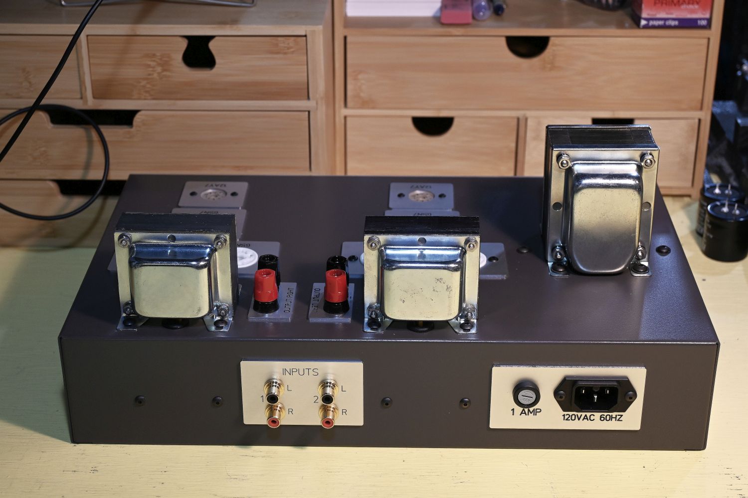 Four-watt per channel amplifier using 6SN7s as output tubes