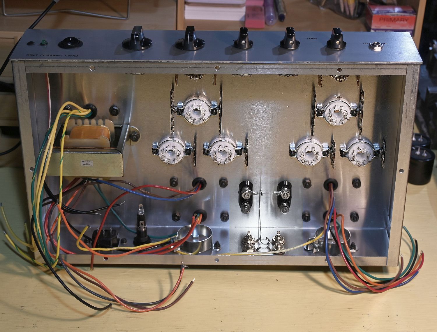 Four-watt per channel amplifier using 6SN7s as output tubes