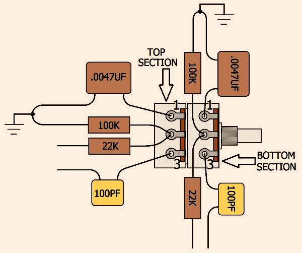 6SN7 amplifier tone control circuit